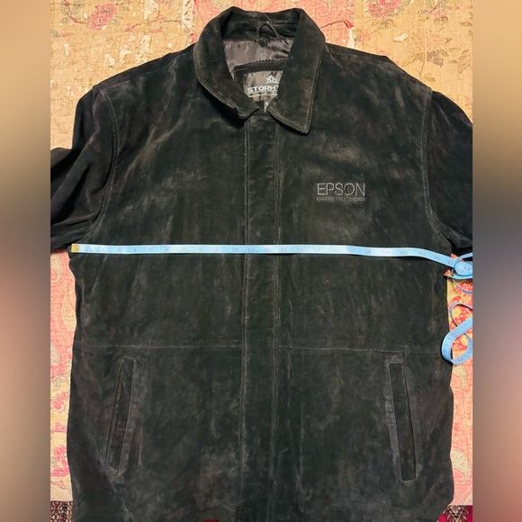 Men's LG Stormtech Classic Black Suede Jacket Epson Exceed Your Vision Embossed - Picture 1 of 11